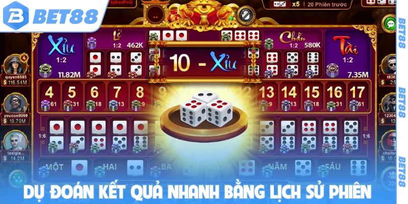 Dự đoán kết quả nhanh bằng lịch sử phiên