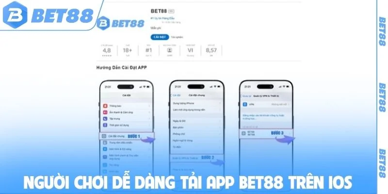 Người chơi dễ dàng tải app Bet88 trên thiết bị iOS
